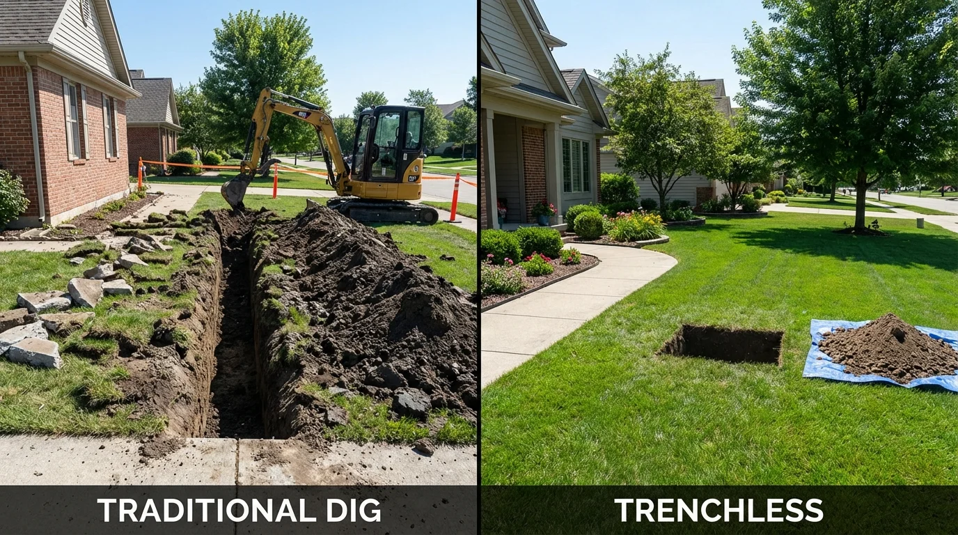 Trenchless sewer repair with minimal yard damage versus traditional excavation in Fremont, CA